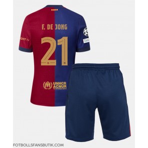 Barcelona Frenkie de Jong #21 Replika Hemmatröja Barn 2024-25 Kortärmad (+ Korta byxor)